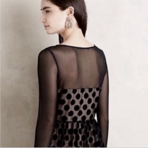 NWT Anthropologie Sunday in Brooklyn Mesh Polka Dot Dress Black Size 2 - Picture 2 of 10